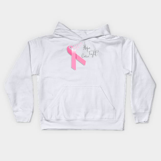 Hope Fight Cure Breast Cancer Pink Ribbon Kids Hoodie by ColorFlowCreations